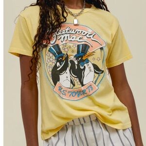 NWT DAYDREAMER x Free People Fleetwood Mac Us ‘78 Tour Tee in Yellow Bloom Sz M